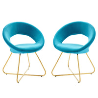 Modway - Nouvelle Performance Velvet Chaise à manger Ensemble de 2 - Bleu doré-Chaises de salle à manger rétro modernes