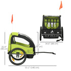 Aosom remorque de vélo 2 places pour enfants, poussette avec sac de rangement - vert-Grandes roues et conception avec amortisseurs pour une conduite en douceur 
