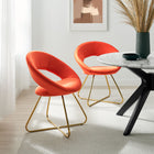 Modway - Nouvelle Performance Velvet Chaise à manger Ensemble de 2 - Orange dorée-Chaises d’accent glam déco