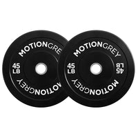 MotionGrey - Disques de musculation standard - Disques olympiques pour entraînement de force - 45 lb - Noir - Lot de 2-Plaques avec revêtement en caoutchouc durable : Revêtement épais qui réduit le bruit, protège le sol et assure une durabilité à long terme