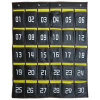 Kore Design - Organiseur de rangement suspendu pour téléphone portable, 30 poches, noir/jaune-Organisation améliorée : garde les téléphones et les petits objets essentiels bien rangés, réduisant ainsi l'encombrement de la classe.