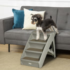 PawHut - Escalier pour chien pliable portable à 4 niveaux - gris-Construction en plastique stable, légère et solide 