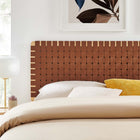 Modway - Sparta Tissage Cuir végane Tête de lit King, Brun naturel-Tressage de panier en cuir végane