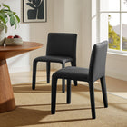 Modway - Rhodes Cuir végétalien rembourré Chaise à manger - Noir-Glissières de plancher sans marquage