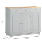 HOMCOM - Buffet 39,8 po L pour cuisine, gris-Le matériau robuste se nettoie facilement avec un chiffon humide 