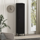 Manhattan Comfort - Armoire de rangement individuelle moderne Naomi 15 po avec casier - Noir-1 porte standard ventilée avec une longue poignée arrondie en métal et une serrure clé incluse