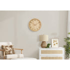 Monarch Specialties - 9120 Horloge Murale Juvénile Rond de 12" - Visage Naturel/ Cadre Naturel-L'affichage analogique simple et facile à lire sous la surface en verre garantit une lecture précise de l'heure en un coup d'Sil
