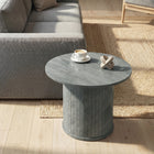 HOMCOM - Table basse ronde avec base à colonnes à lattes - gris-La silhouette ronde complète sans effort divers styles d'intérieur