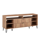 Manhattan Comfort - Meuble TV moderne DUMBO 62,99 po - Brun doré-Pieds en métal doré élégants évasés ajoutant une touche de design et de durabilité sans faille Hauteur des pieds : 18,6 cm
