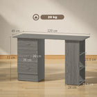 HOMCOM - Bureau d'ordinateur avec rangement - 47,25 po L x 19,25 po l x 28,25 po H - gris-Les tiroirs et les étagères réversibles peuvent être assemblés de chaque côté du bureau 