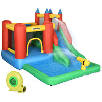 Outsunny - Château gonflable pour enfants, jouets gonflables, piscine, toboggan aquatique, trampoline avec gonfleur - 10,8 pi L x 8 pi l x 7 pi H - multicolore-La modélisation de la piscine et le schéma de couleurs attrayant rendent votre enfant plus intéressé . 