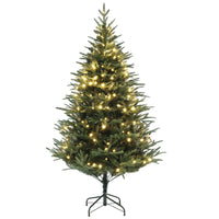 HOMCOM - Arbre de Noël artificiel de 6 pieds avec lumières LED - arbre de Noël-Les lumières LED blanc chaud renforcent l'ambiance festive de la soirée 