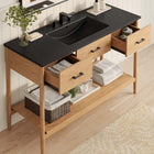 Modway - Zaire 48" Vanité de salle de bain à un seul lavabo - Noir naturel-Jambes effilées