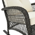 Manhattan Comfort - Fauteuil à bascule de patio traditionnel Fruttuo 75 cm, tressage gris mélangé et crème-Fauteuil à bascule intemporel pour une utilisation intérieure et extérieure avec bords arrondis