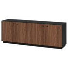 Hudson&Canal - Meuble TV rectangulaire Lillian pour téléviseurs jusqu'à 75 pouces, finition noyer noir veiné/satiné-La capacité de charge supérieure est de 34 kg. L'étagère du milieu peut supporter 11 kg, tandis que l'étagère inférieure peut supporter 16 kg
