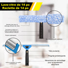 Gritt Commercial - Ensemble professionnel de nettoyage de vitres - Raclette de 14 po - Lave-vitres de 14 po - Perche de 20 po-Idéal pour un nettoyage intensif des vitres