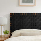 Modway - Sparta Tissage Cuir végane Tête de lit Queen, Noir noyer-Tressage de panier en cuir végane