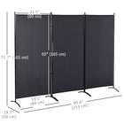 HOMCOM - Paravent autoportant à 3 panneaux à double charnière pour bureau à domicile - gris charbon-Cadre en métal avec revêtement en poudre pour plus de solidité 
