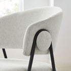 Modway - Nella Rembourré Chenille à bruyère Chaises de salle à manger Ensemble de 2 - Papier journal noir-Bouton rond décoratif