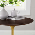 Modway - Lippa Rond de 20 po Bois Table d’appoint - Noyer cerise doré-Tampon feutre non marquant