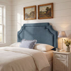 Modway - Magnolia Taille Velvet Performance Résistant aux Taches Tête de lit Queen size - Bleu Cadet-Tuyauterie de contraste