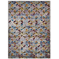 Modway - Laleh Mosaïque géométrique Tapis 4 pi l x 6 pi L - Multicolore-Tapis géométrique en mosaïque tessellée