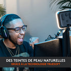Logitech Litra Glow Premium Lumière LED Streaming avec TrueSoft pour PC/Mac - Graphite-Lumière large et flatteuse : Le diffuseur sans cadre de Litra Glow rayonne large, offre un éclairage webcam sans défaut, sa lumière douce embelli le sujet et élimine les ombres de l'environnement