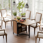 HOMCOM - table à manger pliante à abattants 67 po avec étagères de rangement pour 4 - brun-Cette table peut être utilisée comme table d’appoint ou console lorsqu’elle n’est pas utilisée