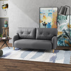 HOMCOM - Canapé 58 po pour chambre avec coussins - gris-Coussin d’assise en mousse haute densité avec ressorts en S pour plus de confort 