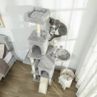 PawHut - Arbre à chat 70 po, tour à plusieurs niveaux avec 2 condos - gris clair-Les poteaux recouverts de sisal répondent aux besoins de griffade, protégeant efficacement vos meubles de valeur 
