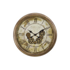 Monarch Specialties - Horloge - 23 po Rond - Mécanisme D'Engrenage - Horloge Murale - Brun Antique - Transitionnel-Horloge murale ronde de 23 pouces, d'inspiration industrielle, avec un mécanisme unique à engrenages mobiles en finition métal bronze, parfaite pour ajouter une touche décorative vintage