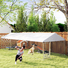 PawHut - Parc extérieur pour chien avec bols rotatifs réglables 19,7 pi x 7,5 pi x 5,2 pi-Les tubes à assembler par emboîtement permettent une installation plus rapide 