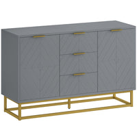 HOMCOM - Buffet 47,2 po L avec rangement - gris-Les portes à motifs géométriques associées à une base dorée ajoutent une touche artistique à la décoration intérieure 