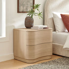 Modway - Mirae 2 tiroirs Table de chevet courbée, Chêne clair brossé-Finition stratifiée de grain de bois
