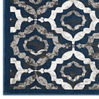Modway - Kalinda Treillis rustiques vintage marocains Tapis de comédie 8 pi l x 10 pi L - Ivoire marocain bleu et brun-Polypropylène 100% à thermofixation douce