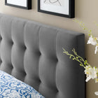 Modway - Lily Biscuit Touffé Performance Velvet Tête de lit jumelée, Gris-Hauteur ajustable de 45 » à 52,5 »
