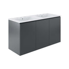 Modway - Bryn Évier double mural de 48" Vanette de salle de bain - Gris blanc-Vanité de salle de bain moderne