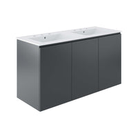 Modway - Bryn Évier double mural de 48" Vanette de salle de bain - Gris blanc-Vanité de salle de bain moderne