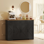 HOMCOM - Buffet de style ferme 47 po avec charnières à fermeture douce et étagères à épices - grain de bois noir-Étagères réglables sur 3 niveaux pour personnaliser le rangement selon la taille des objets 