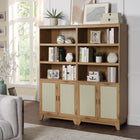 Manhattan Comfort - Ensemble de 2 bibliothèques-armoires Sheridan 80 cm style mid-century modern, coloris naturel-Matériau de canne en PVC de haute qualité avec cadre en MDF finition mélaminée