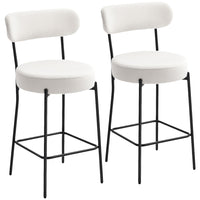 HOMCOM - Tabourets de bar modernes hauteur comptoir 27 po - blanc crème - paquet de 2-Livré en lot de deux pour un look propre et coordonné 
