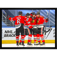 Chicago Blackhawks Goal Celebration sur toile - Toile encadree - 31" x 22"-Impression sur toile de qualité supérieure avec bordures enveloppées