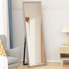 HOMCOM - Miroir corporel avec cadre - 21 po l x 64 po H - argenté-À monter au mur, à appuyer contre le mur ou à poser librement avec le support 
