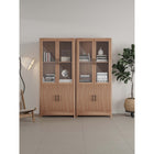 Manhattan Comfort - Jodie 31 po Bibliothèque Mid-Century Moderne - Érable - Lot de 2-2 portes vitrées en verre trempé à fermeture douce en haut et 2 portes nervurées en bois manufacturé à fermeture douce en bas