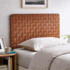 Modway - Sparta Tissage Cuir végane Tête de lit jumelée, Brun noyer-Ossature en bois