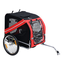 Aosom - Remorque de vélo pour chien pour voyage avec 3 entrées, grandes roues, rouge noir-Un excellent chariot à vélo pour chien pour faire du vélo ou des courses avec vos amis à fourrure 
