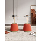 Manhattan Comfort - Lot de 2 tables d’appoint modernes Anderson 40 cm, revêtement similicuir orange-Magnifique plateau de table rond en acier doré