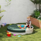 Outsunny - Bac à sable extérieur pour enfants avec couvercle - blanc crème-Fabriqué en HDPE robuste, il ne se fissurera pas et ne se décolorera pas après une utilisation prolongée 