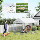 PawHut - Enclos extérieur pour chien avec bols réglables et rotatifs 13,1 pi x 7,5 pi x 7,5 pi-Le support de gamelles rotatif avec 2 gamelles facilite l'alimentation 