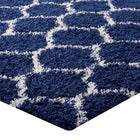 Modway - Solvea Treillis marocain Tapis 5 pi l x 8 pi L Shag Area - Marine et Ivoire-Haute densité / Tissé à la machine